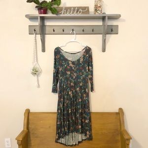 Green Floral High-Low Dress
